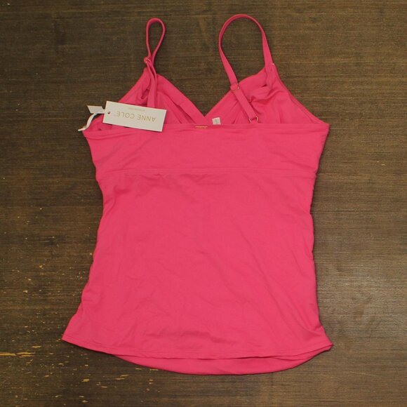 NEW Anne Cole Womens Surplice Underwire Tankini Swim Top Pink Glow 38DD/40D - Picture 2 of 5
